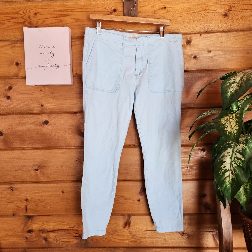 J. Crew E7630 Light Blue Stretch Mid Rise Skinny Ankle Jeans Preppy Sz 32 X 27"